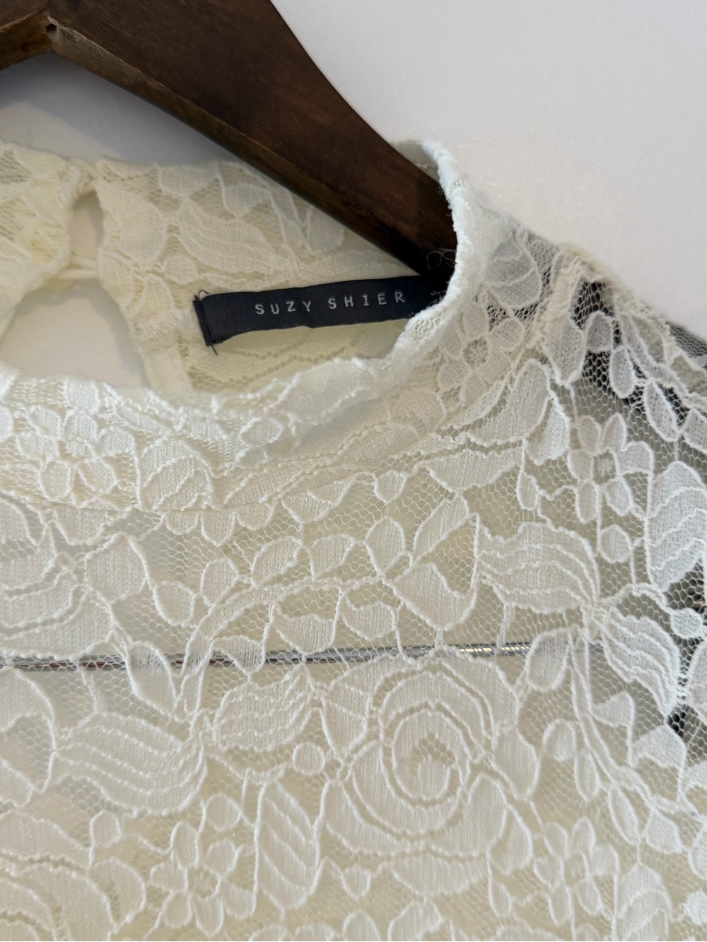 Suzy Shier Cream Lace Chemise Top